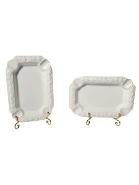 Rosenthal Germany Maria White Porcelain Rectangular Ashtrays / Trinket Dishes 2